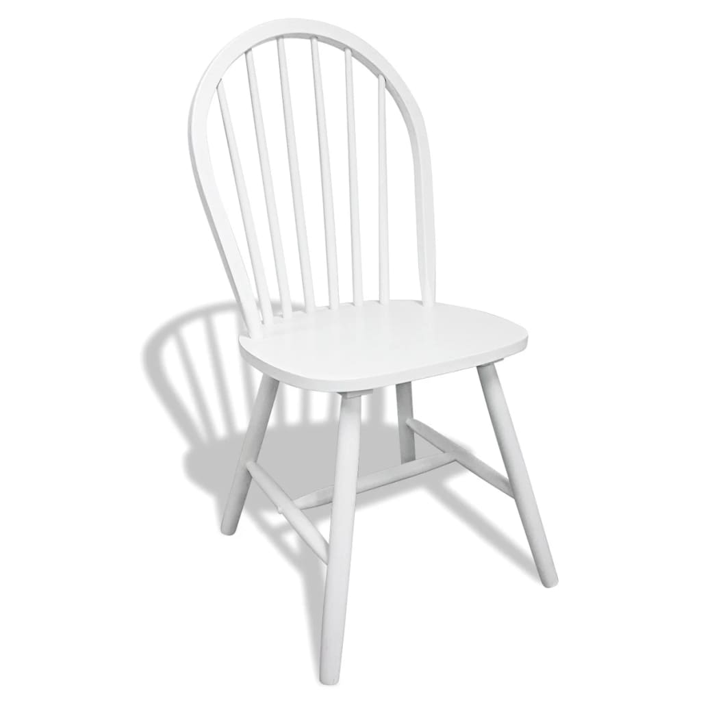 Dining chairs set of 6 white solid rubberwood