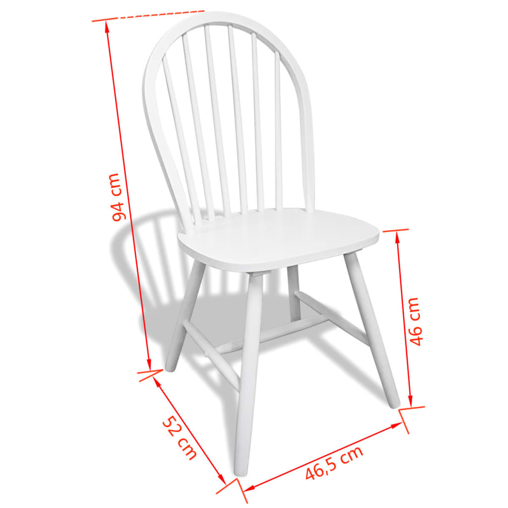 Dining chairs set of 6 white solid rubberwood