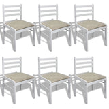 Chaises à manger lot de 6 blanc bois solide et velours