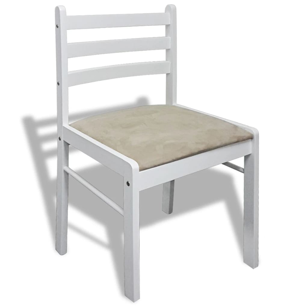 Chaises à manger lot de 6 blanc bois solide et velours