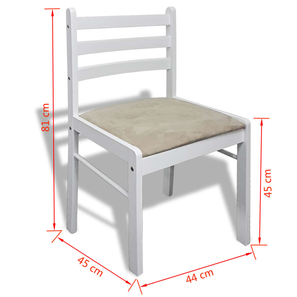 Chaises à manger lot de 6 blanc bois solide et velours