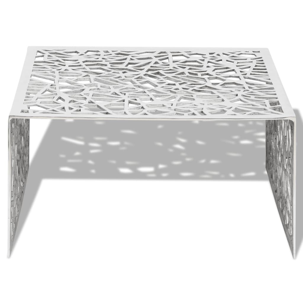 Silberner Couchtisch mit geometrischem Design aus Aluminium