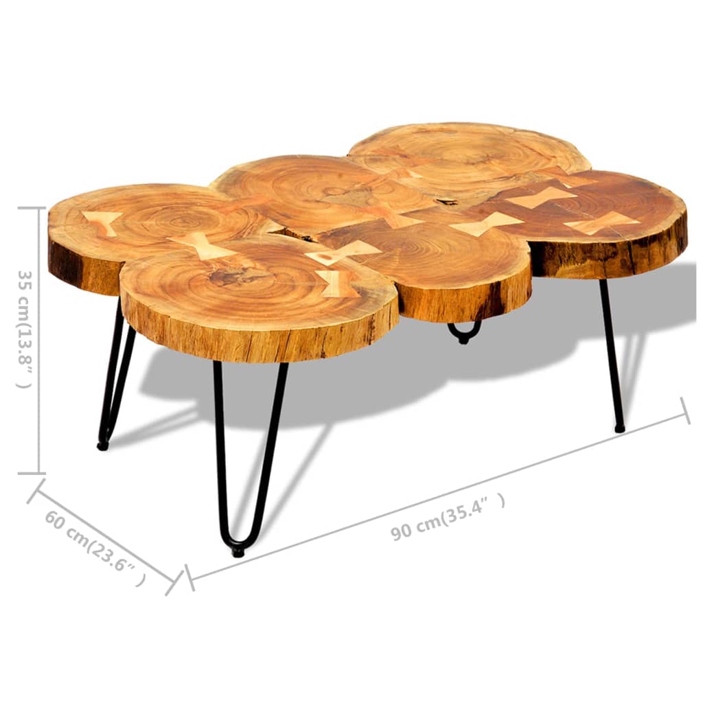 Table basse 35 cm 6 troncs Bois