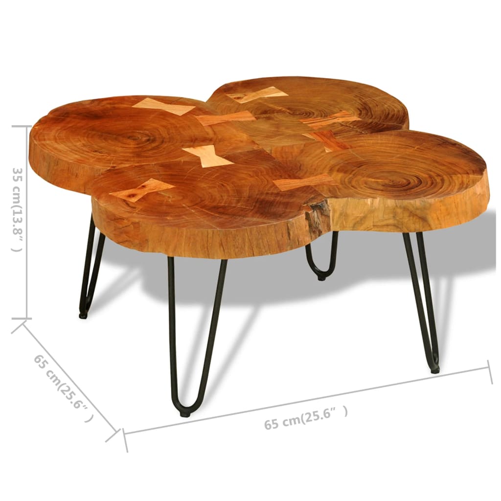 Table basse 35 cm 4 troncs Bois