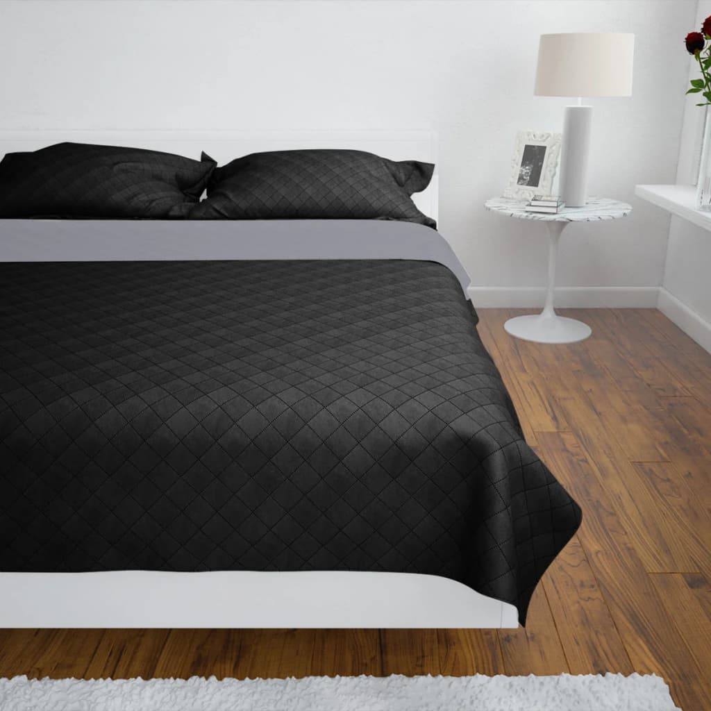 Double-sided quilted bedspread Black/Grey 220x240 cm