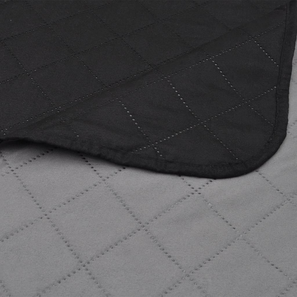 Double-sided quilted bedspread Black/Grey 220x240 cm