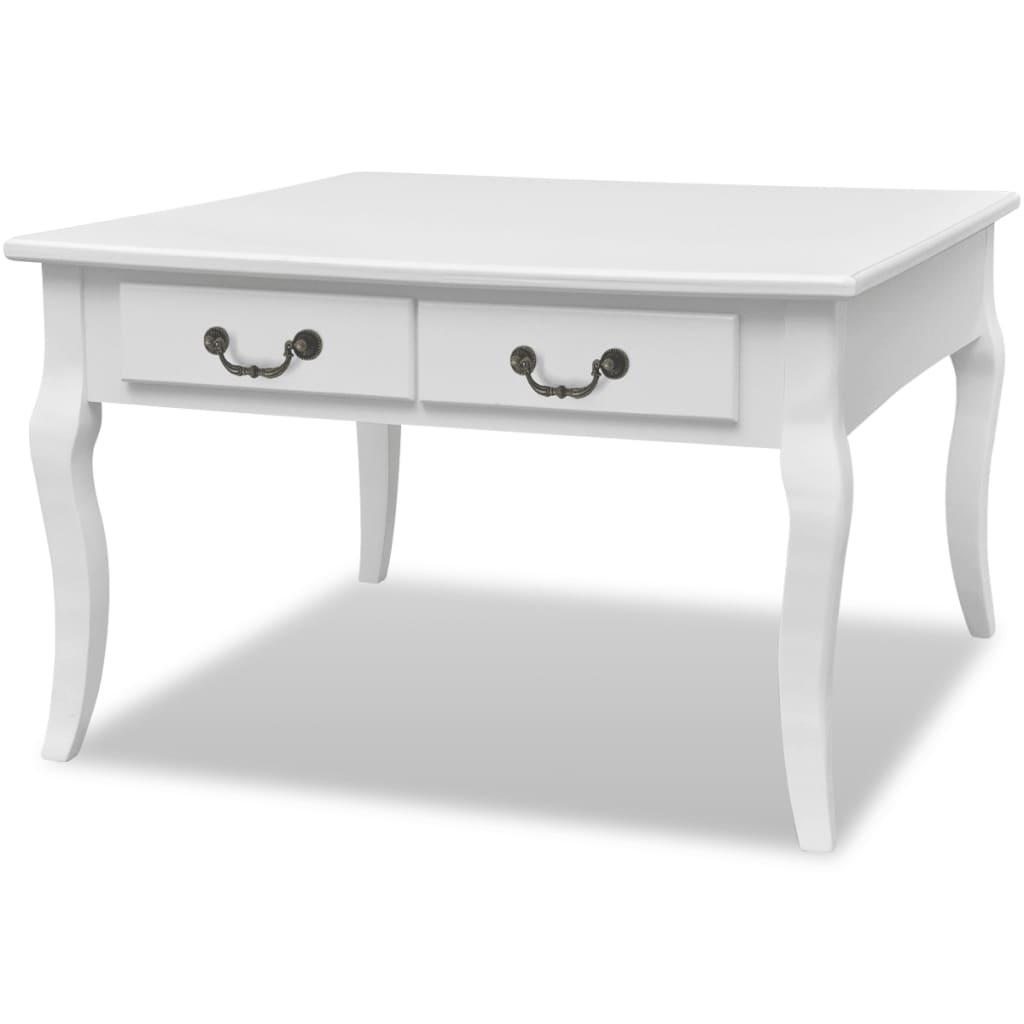 Table basse avec 4 tiroirs Blanc