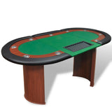 Table de poker pour 10 joueurs avec espace de croupier Vert