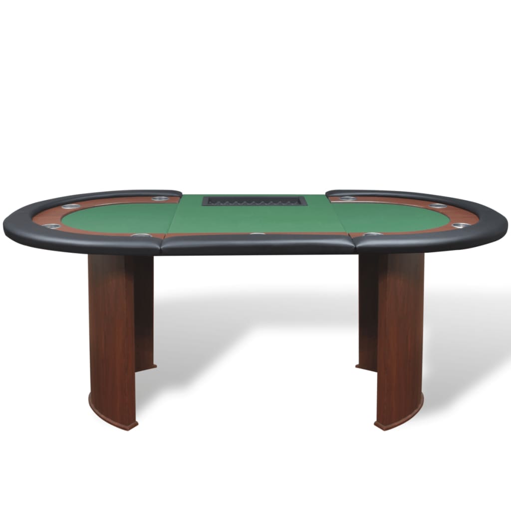 Table de poker pour 10 joueurs avec espace de croupier Vert