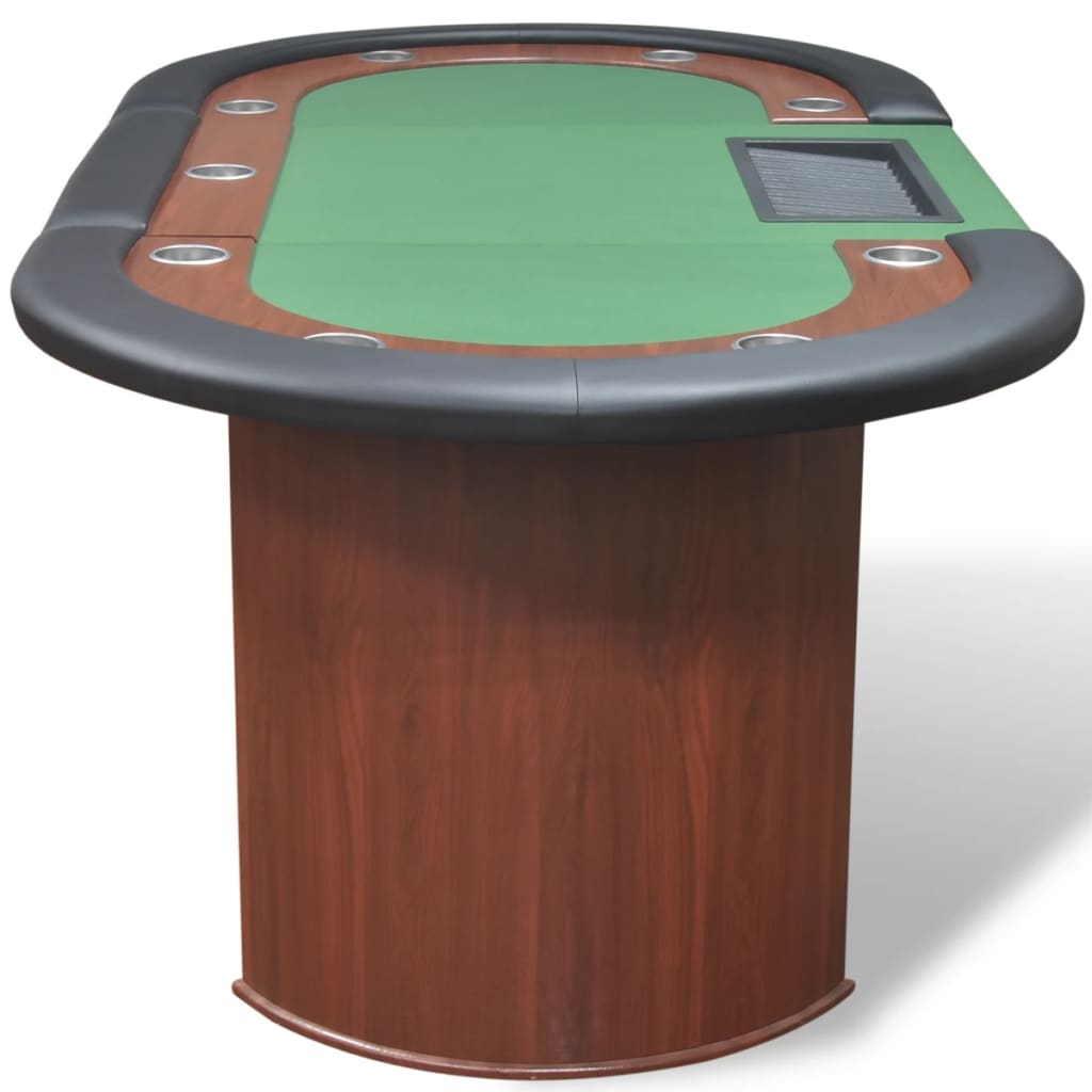 Table de poker pour 10 joueurs avec espace de croupier Vert