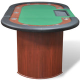 Table de poker pour 10 joueurs avec espace de croupier Vert