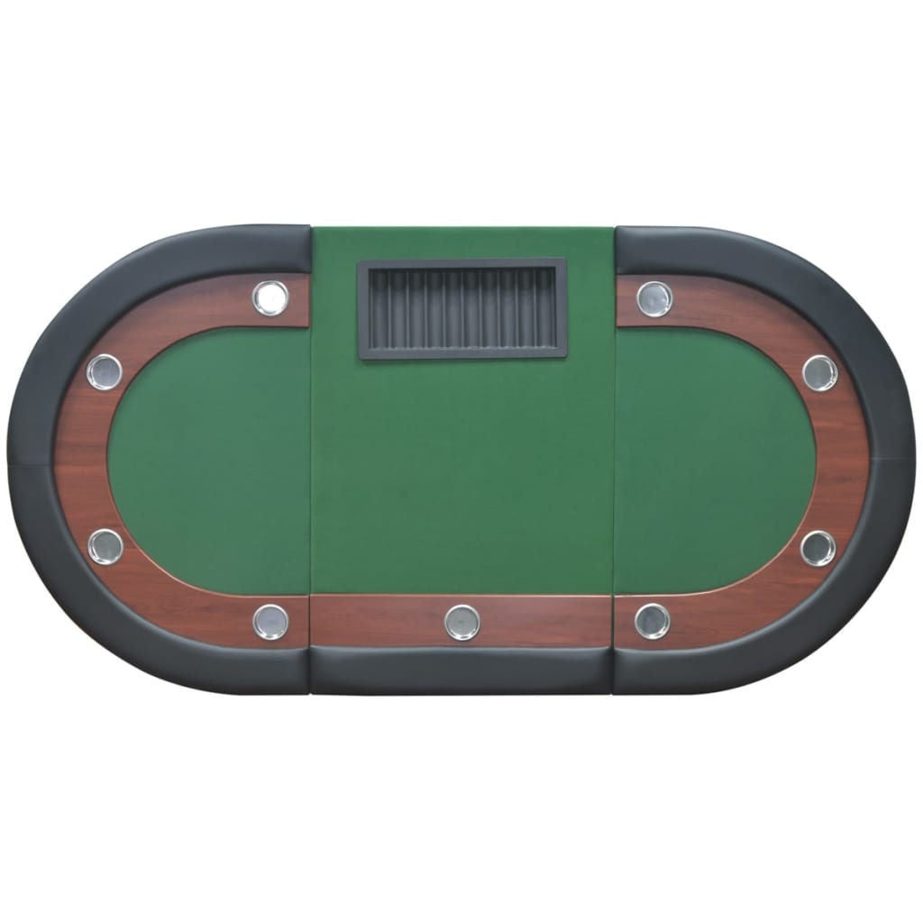 Table de poker pour 10 joueurs avec espace de croupier Vert