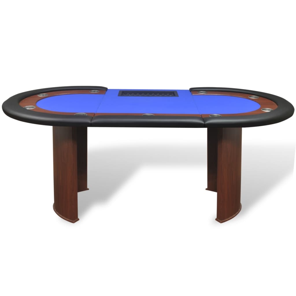 Table de poker pour 10 joueurs avec espace de croupier Bleu