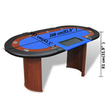 Table de poker pour 10 joueurs avec espace de croupier Bleu