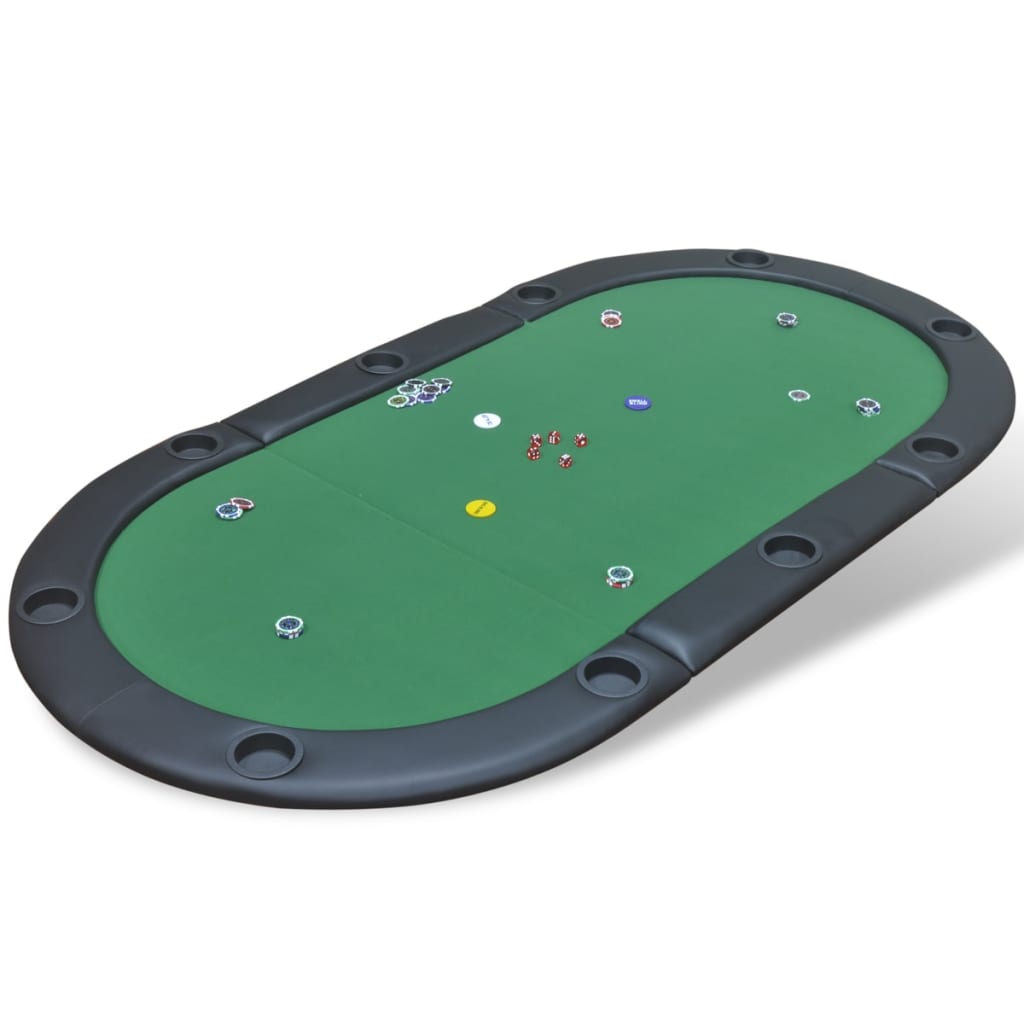 Dessus de table de poker pliable pour 10 joueurs Vert