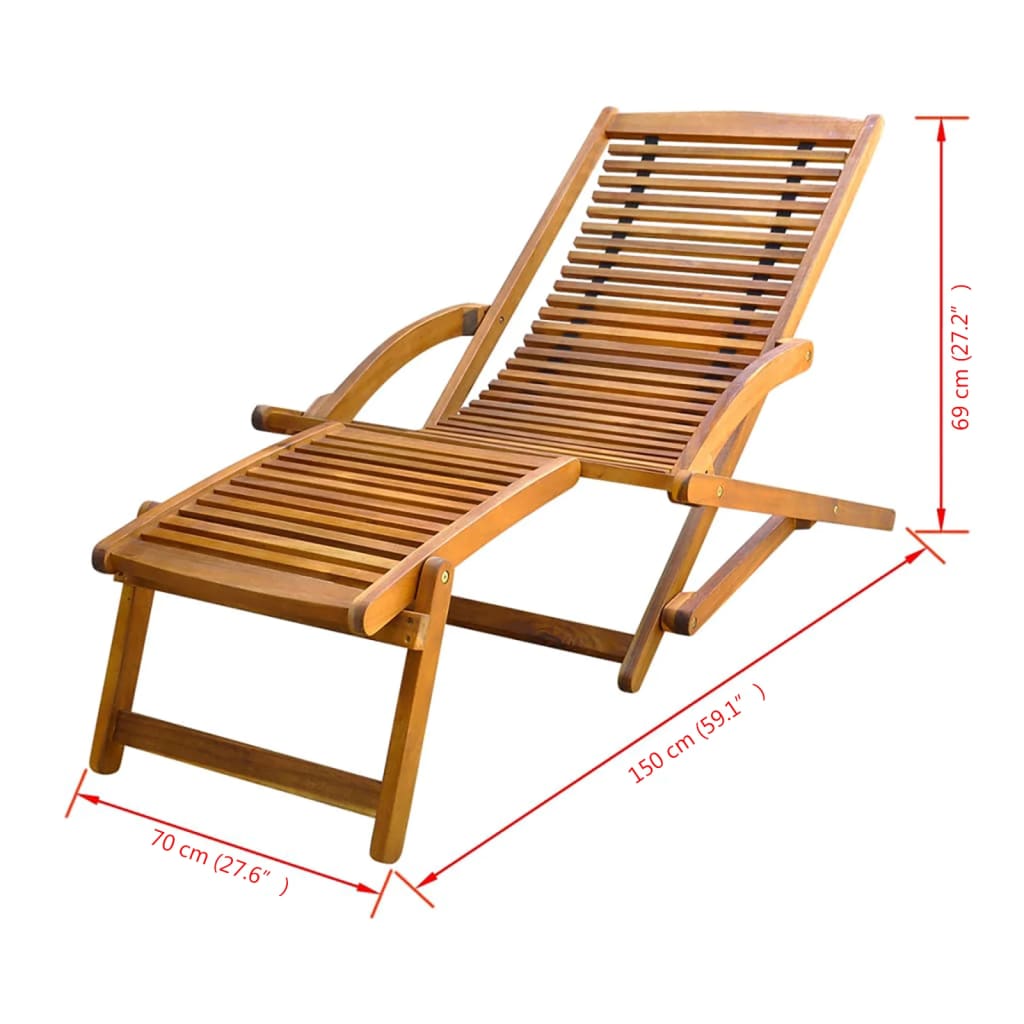 Chaise de terrasse avec repose-pied Bois d'acacia solide