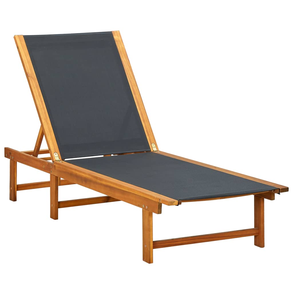 Chaise longue Bois d'acacia solide et textilène