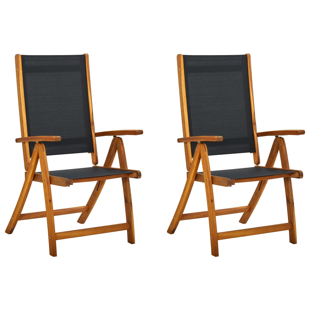 Chaises pliables de jardin lot de 2 Bois d'acacia et textilène