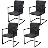 Cantilever dining chairs set of 4 black faux leather