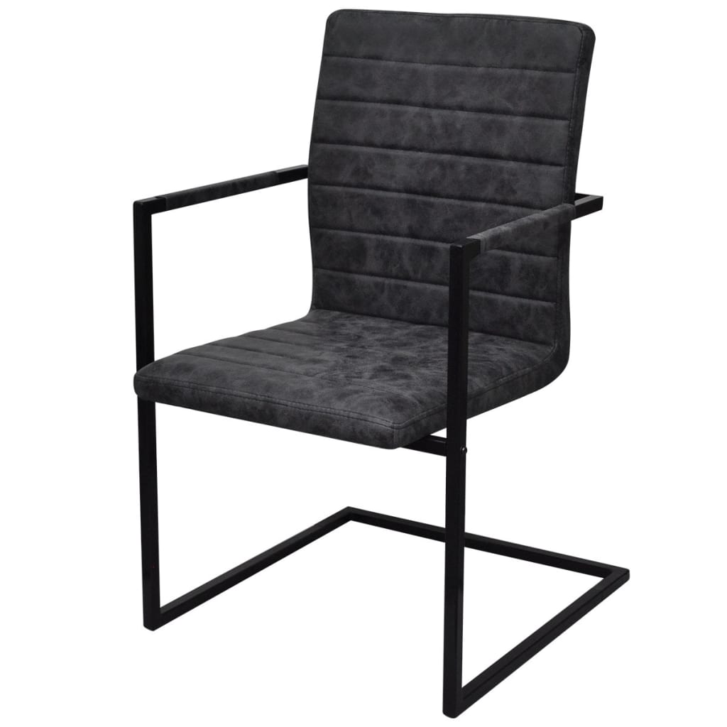 Cantilever dining chairs set of 4 black faux leather