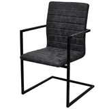 Cantilever dining chairs set of 4 black faux leather