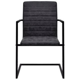 Cantilever dining chairs set of 4 black faux leather