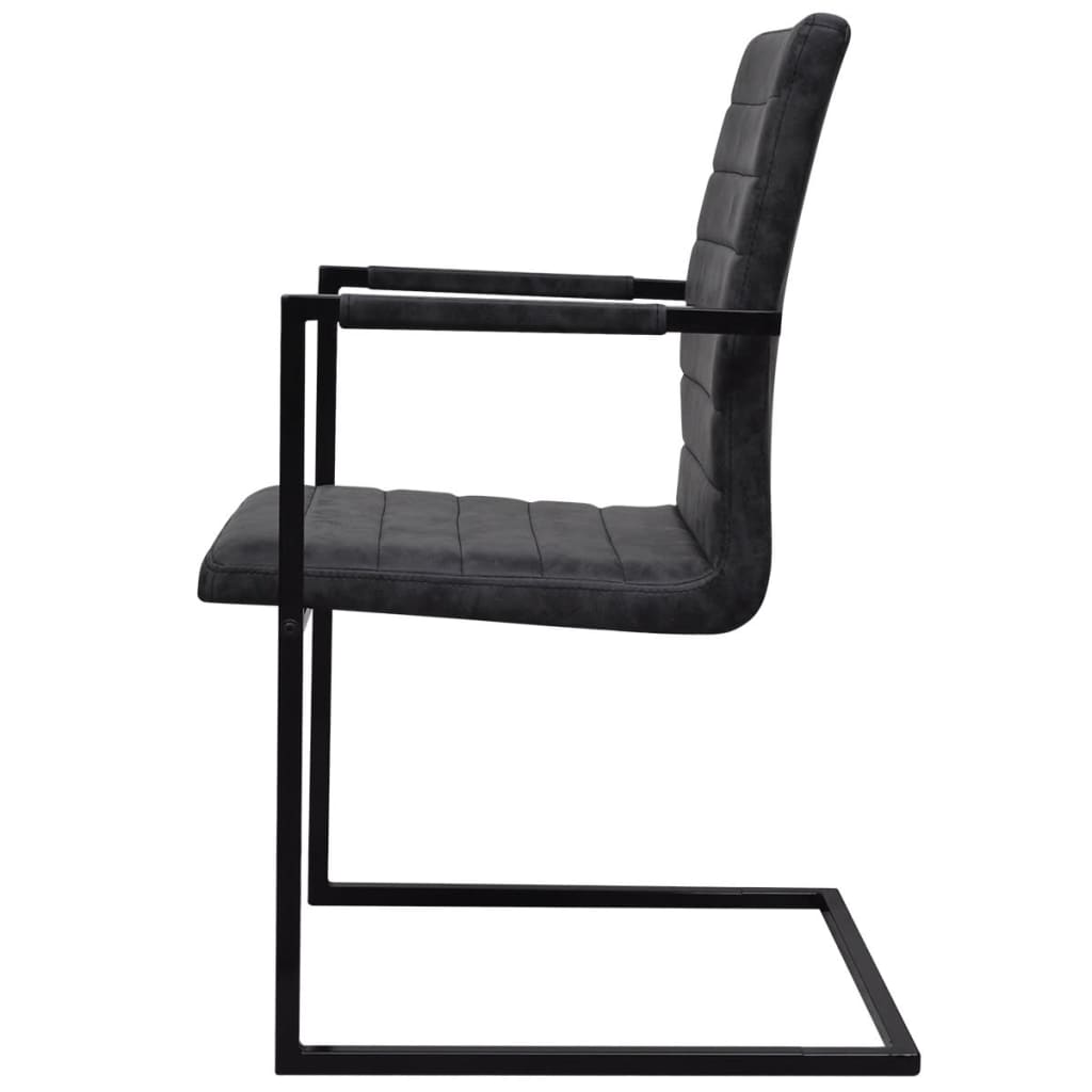 Cantilever dining chairs set of 4 black faux leather