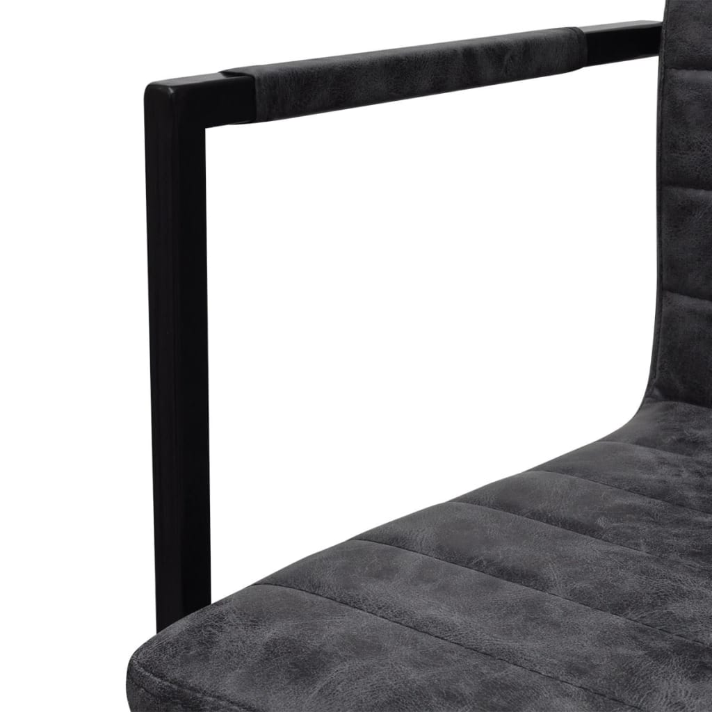 Cantilever dining chairs set of 4 black faux leather