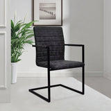 Cantilever dining chairs set of 4 black faux leather