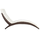 Chaise longue pliable avec coussin Résine tressée Marron