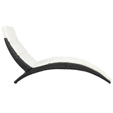 Chaise longue pliable avec coussin Résine tressée Noir