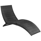 Chaise longue pliable avec coussin Résine tressée Noir