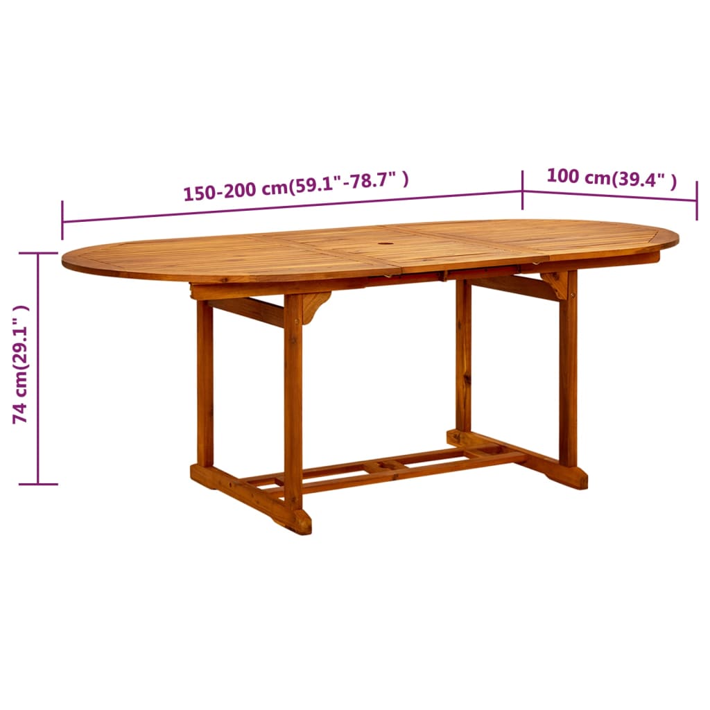 Table de jardin 200x100x75 cm Bois d'acacia massif