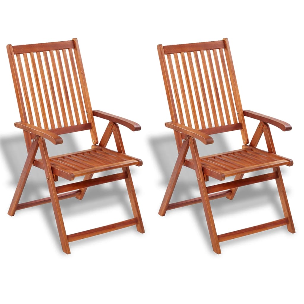 Chaises pliables de jardin lot de 2 Bois solide d'acacia Marron