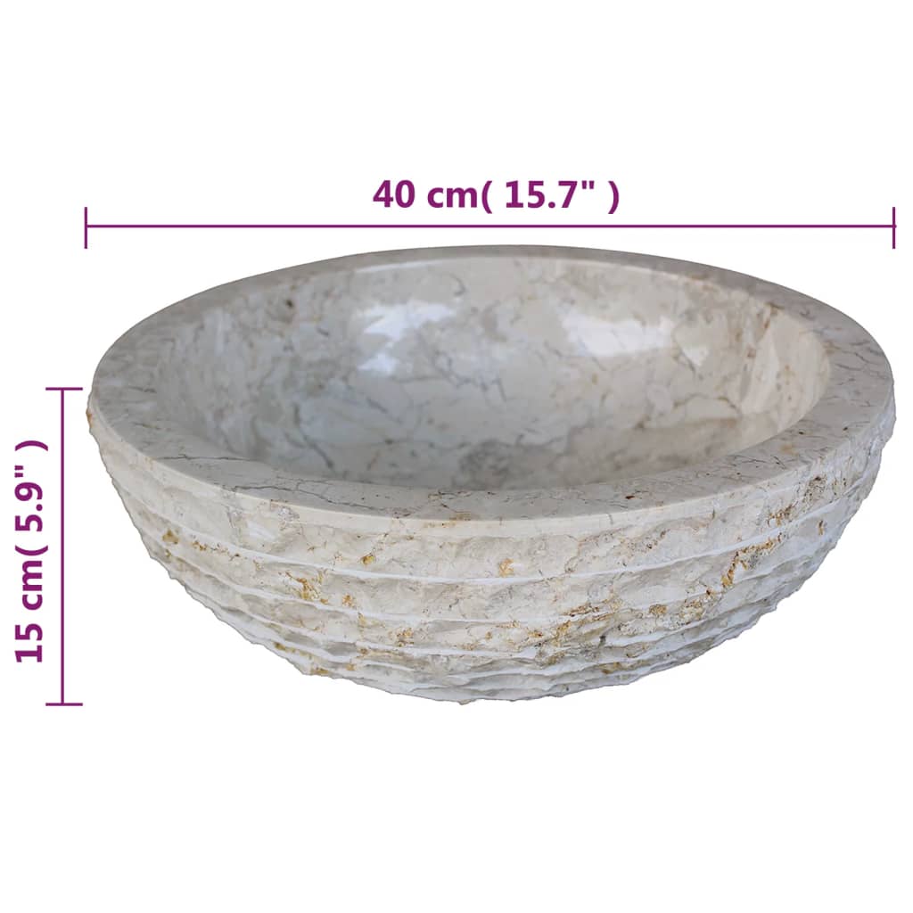 Lavabo Marbre 40 cm Crème