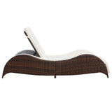 Chaise longue avec coussin Résine tressée Marron