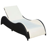 Chaise longue avec coussin Résine tressée Noir