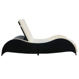 Chaise longue avec coussin Résine tressée Noir