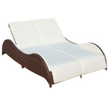 Chaise longue double avec coussin Résine tressée Marron