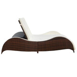 Chaise longue double avec coussin Résine tressée Marron