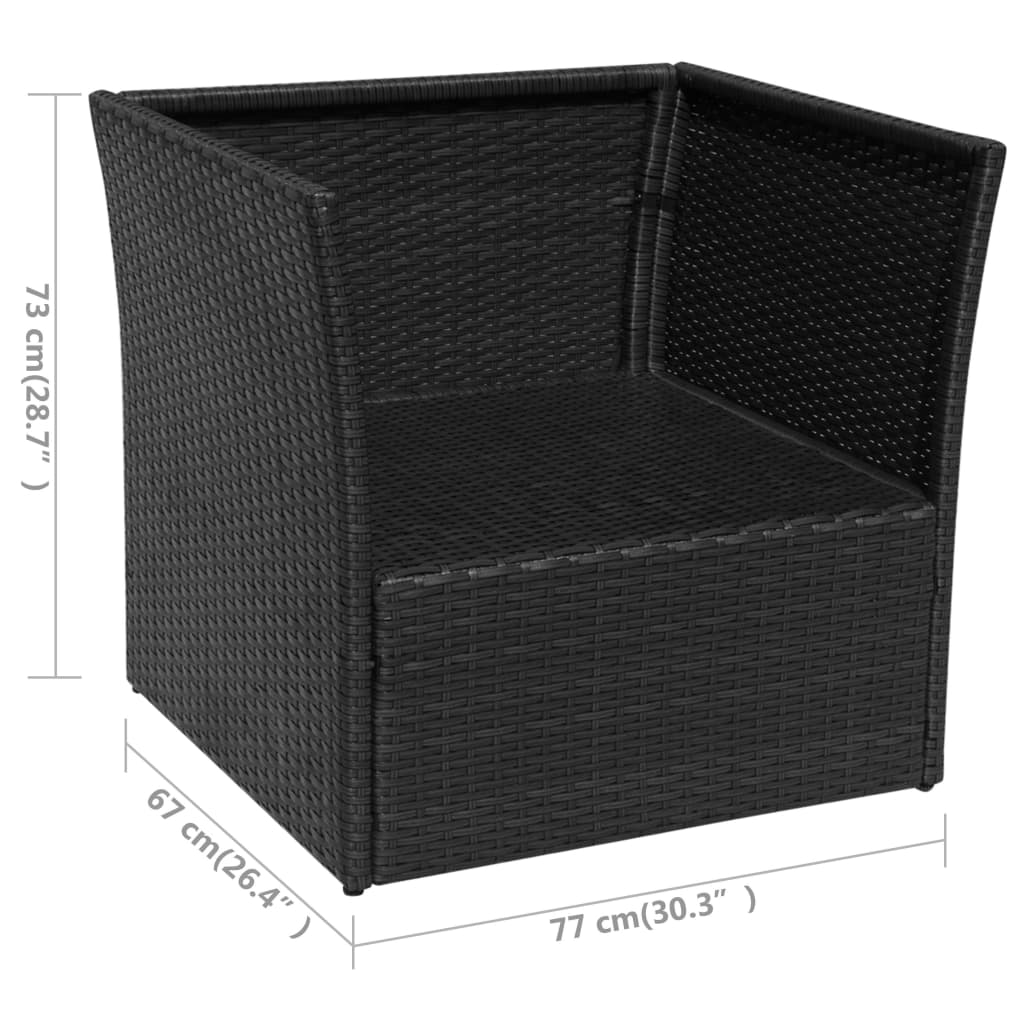 Chaise de jardin avec tabouret Noir Résine tressée