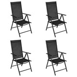 Chaises pliables de jardin lot de 4 Aluminium et textilène Noir