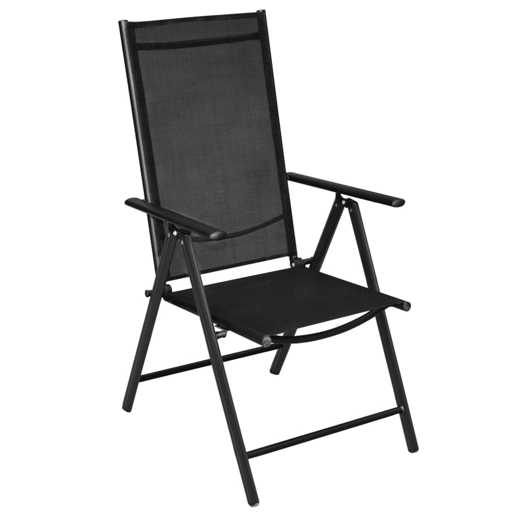 Chaises pliables de jardin lot de 4 Aluminium et textilène Noir