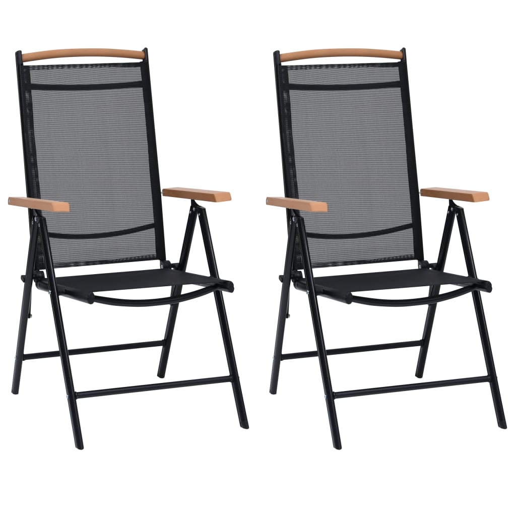 Chaises de jardin pliables lot de 2 aluminium et textilène noir