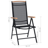 Chaises de jardin pliables lot de 2 aluminium et textilène noir