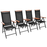 Chaises de jardin pliables lot de 4 aluminium et textilène noir