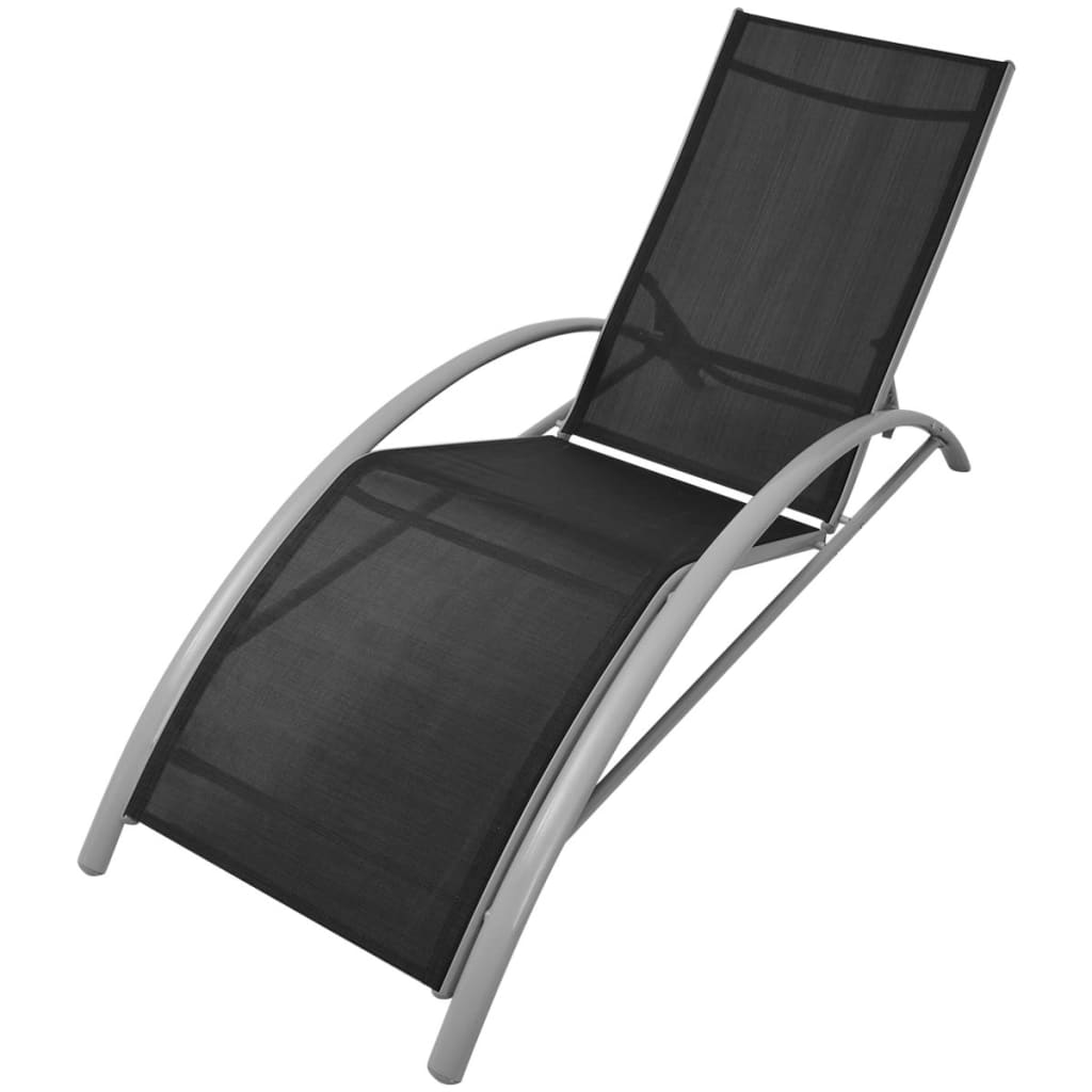 Black Aluminum Deckchairs with Table