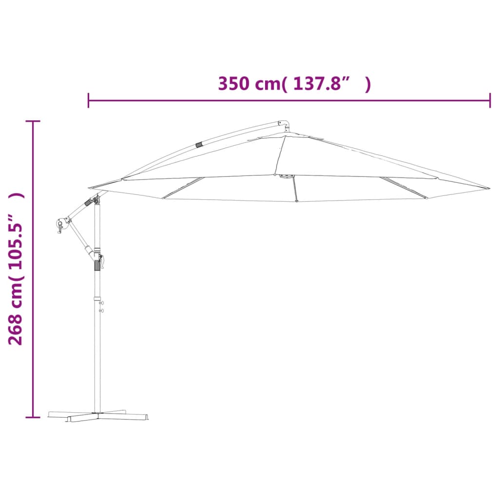 Parasol de jardin en porte-à-faux 3,5 m bleu