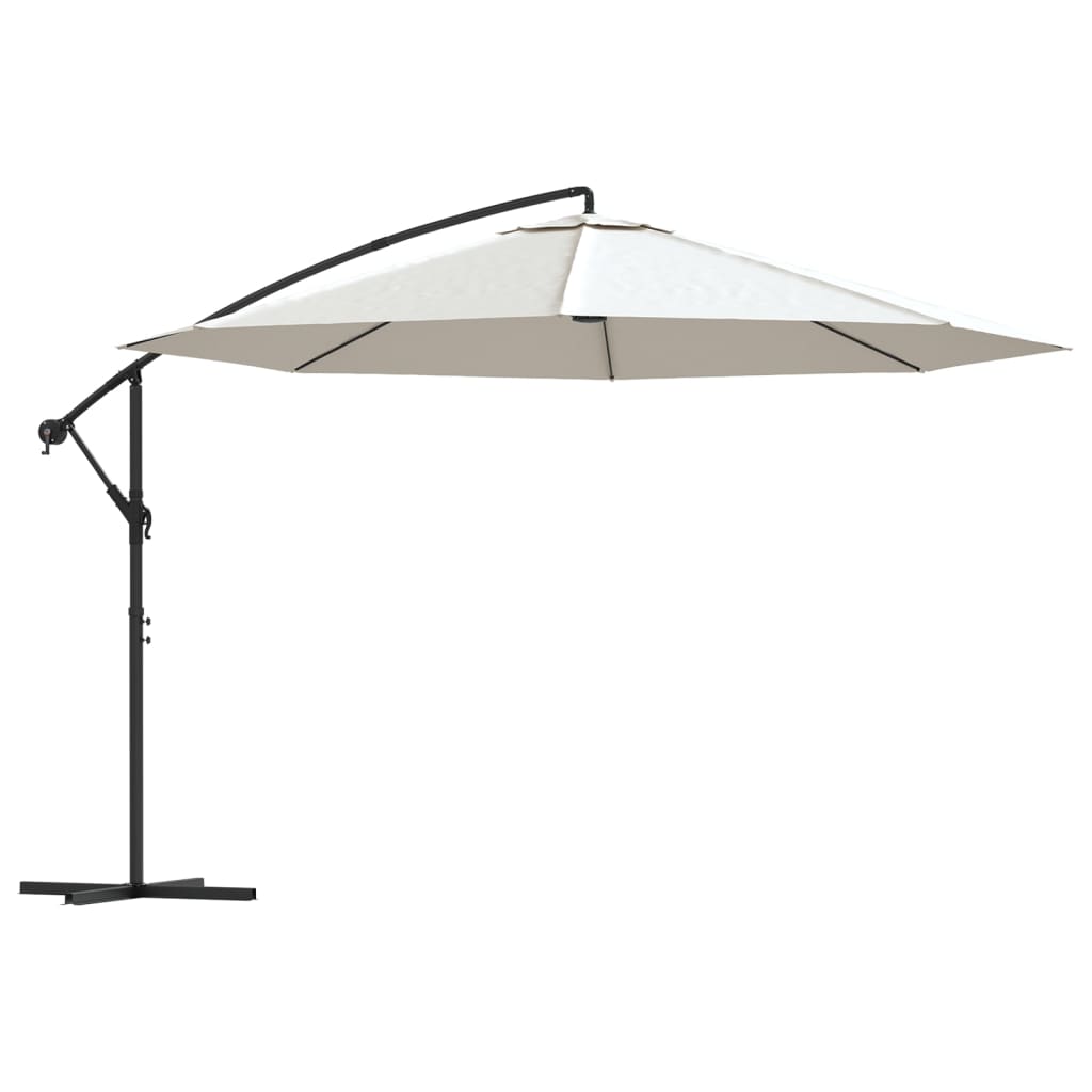 Parasol de jardin en porte-à-faux 3,5 m blanc sable