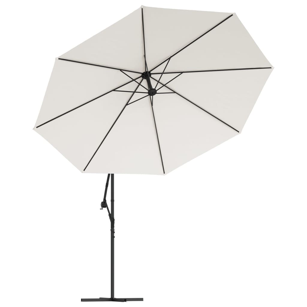 Parasol de jardin en porte-à-faux 3,5 m blanc sable